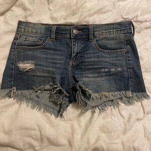 Just USA Low Rise Jean Shorts, Distressed Blue Denim Shorts, Size Small